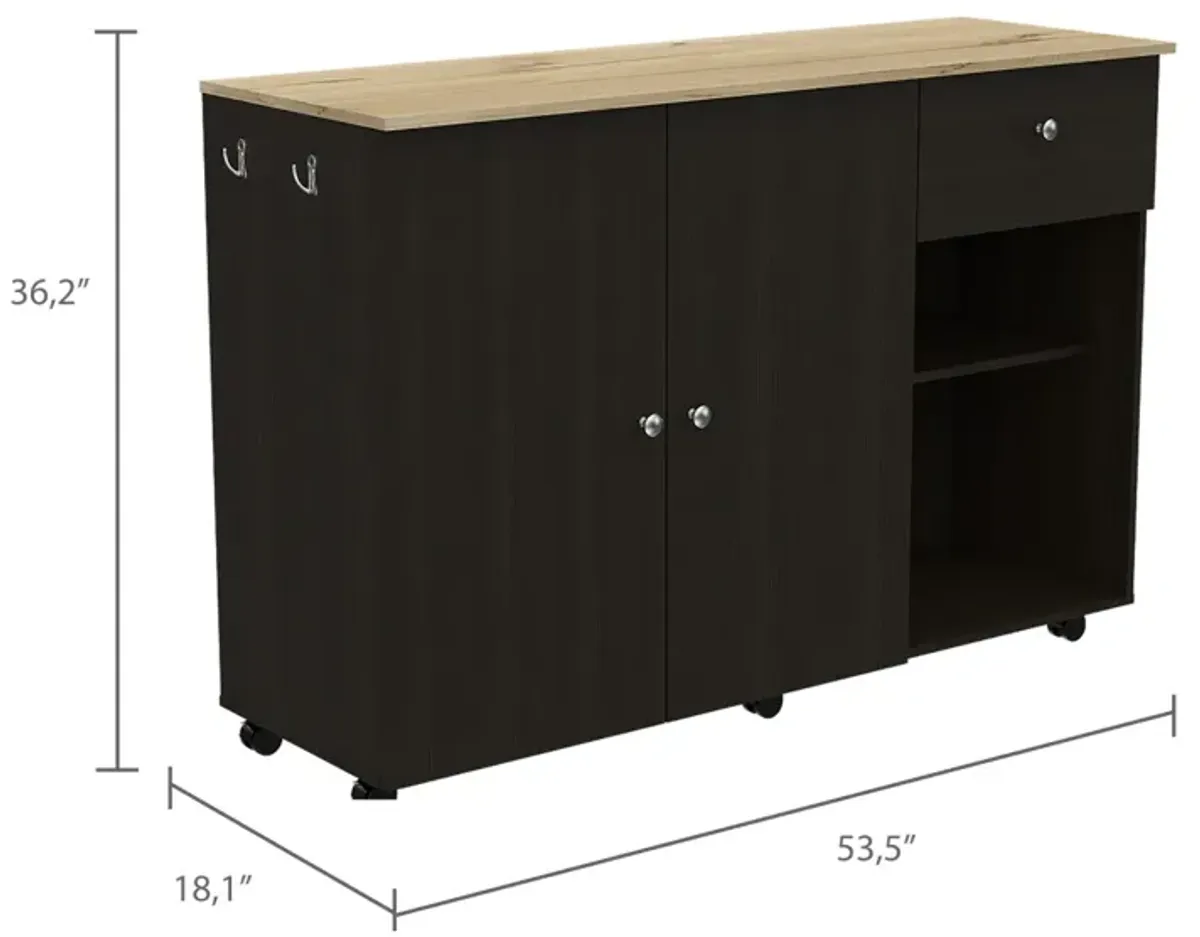 Sayville 2-Drawer 2-Shelf Kitchen Island Wengue