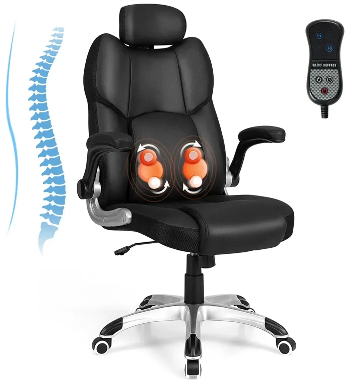 Kneading Massage Office Chair with Adjustable Headrest-Black