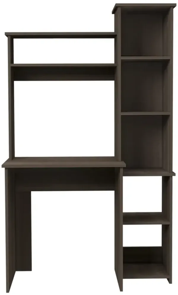 DEPOT E-SHOP Aramis Desk, Five Shelves, Two Superior Shelves, Smokey Oak