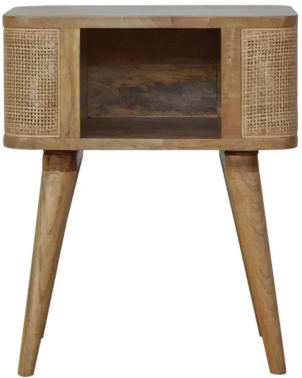Solid Wood oak-ishWoven Open Slot Nightstand