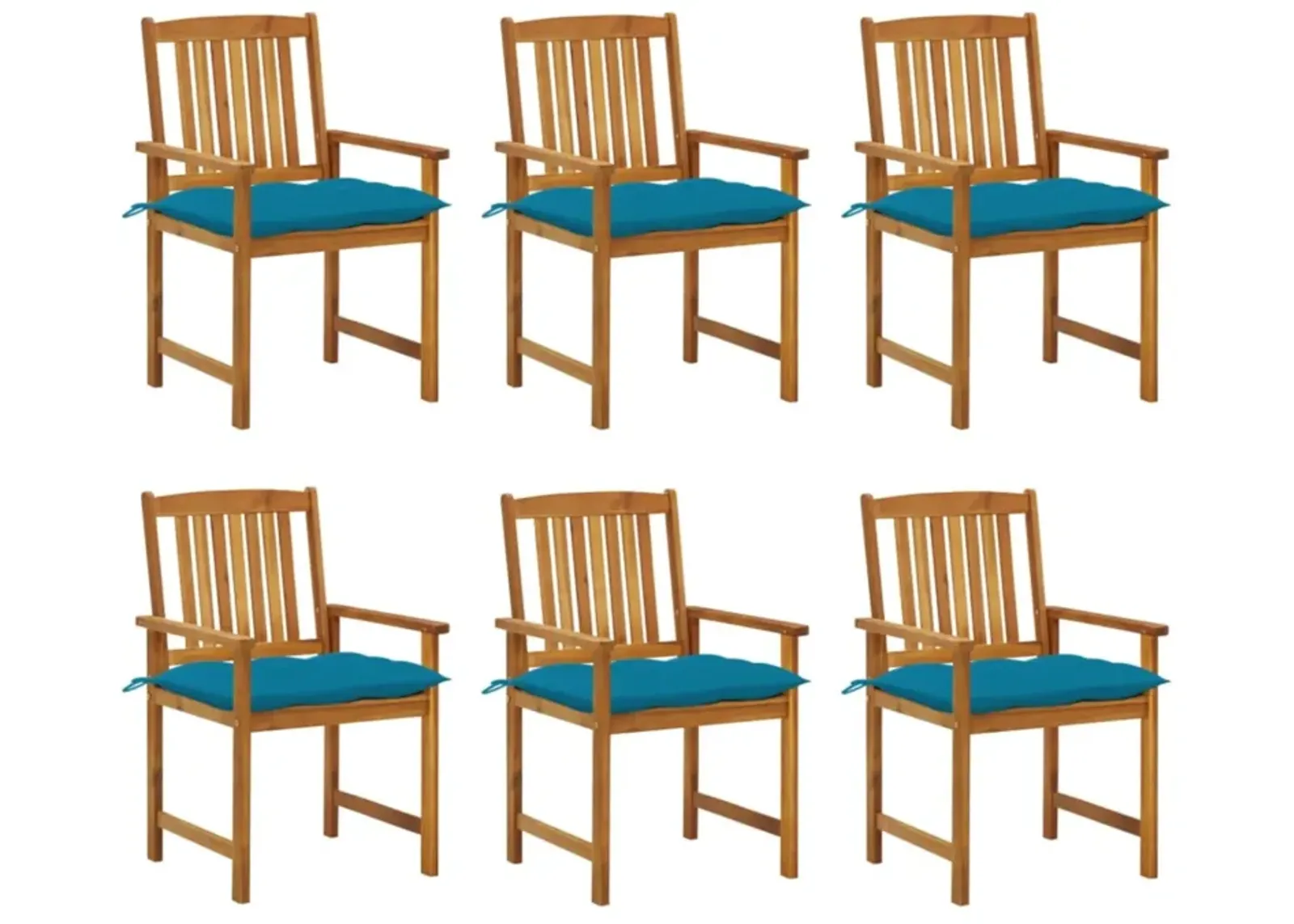 vidaXL Patio Chairs with Cushions 6 pcs Solid Acacia Wood