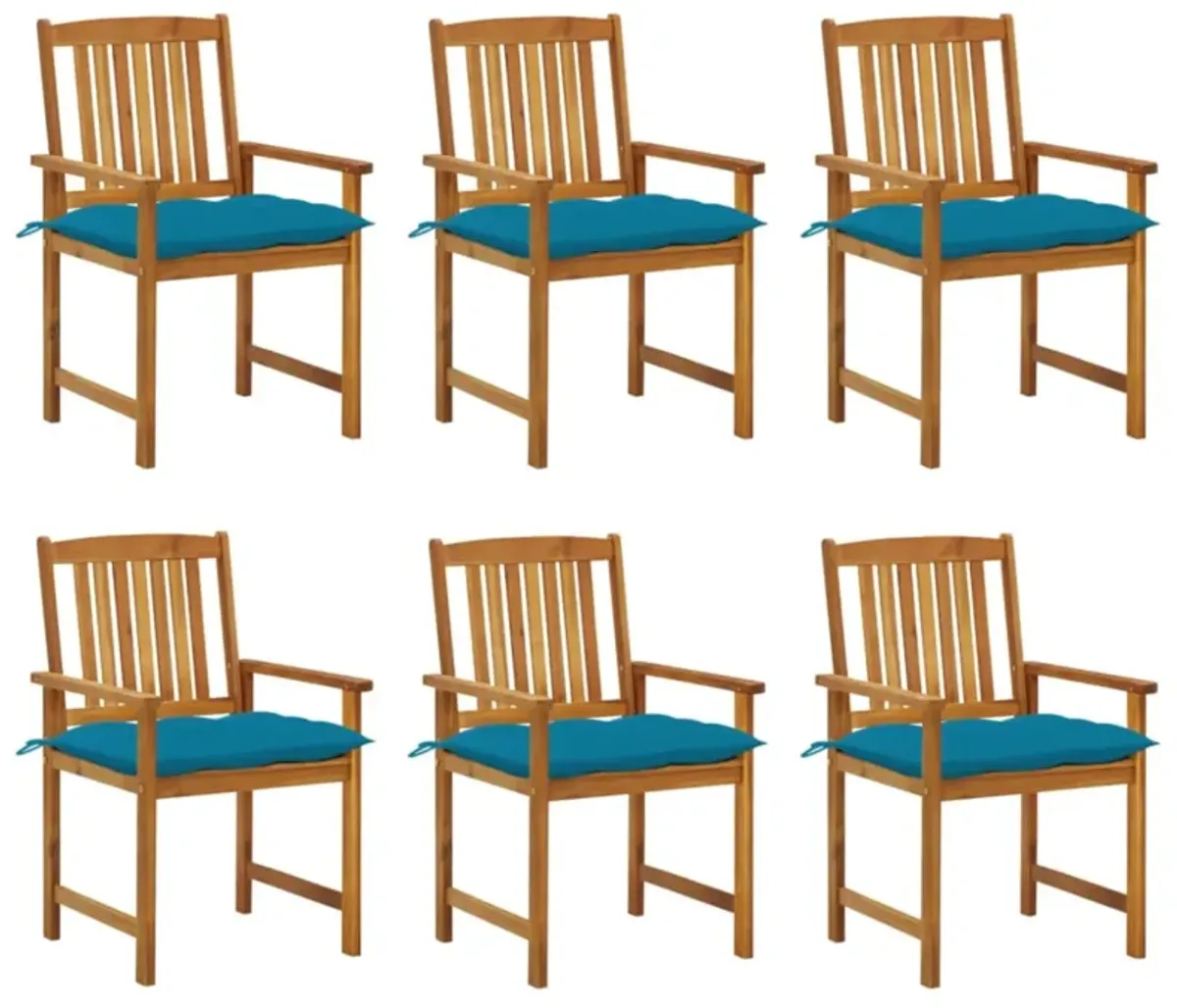 vidaXL Patio Chairs with Cushions 6 pcs Solid Acacia Wood