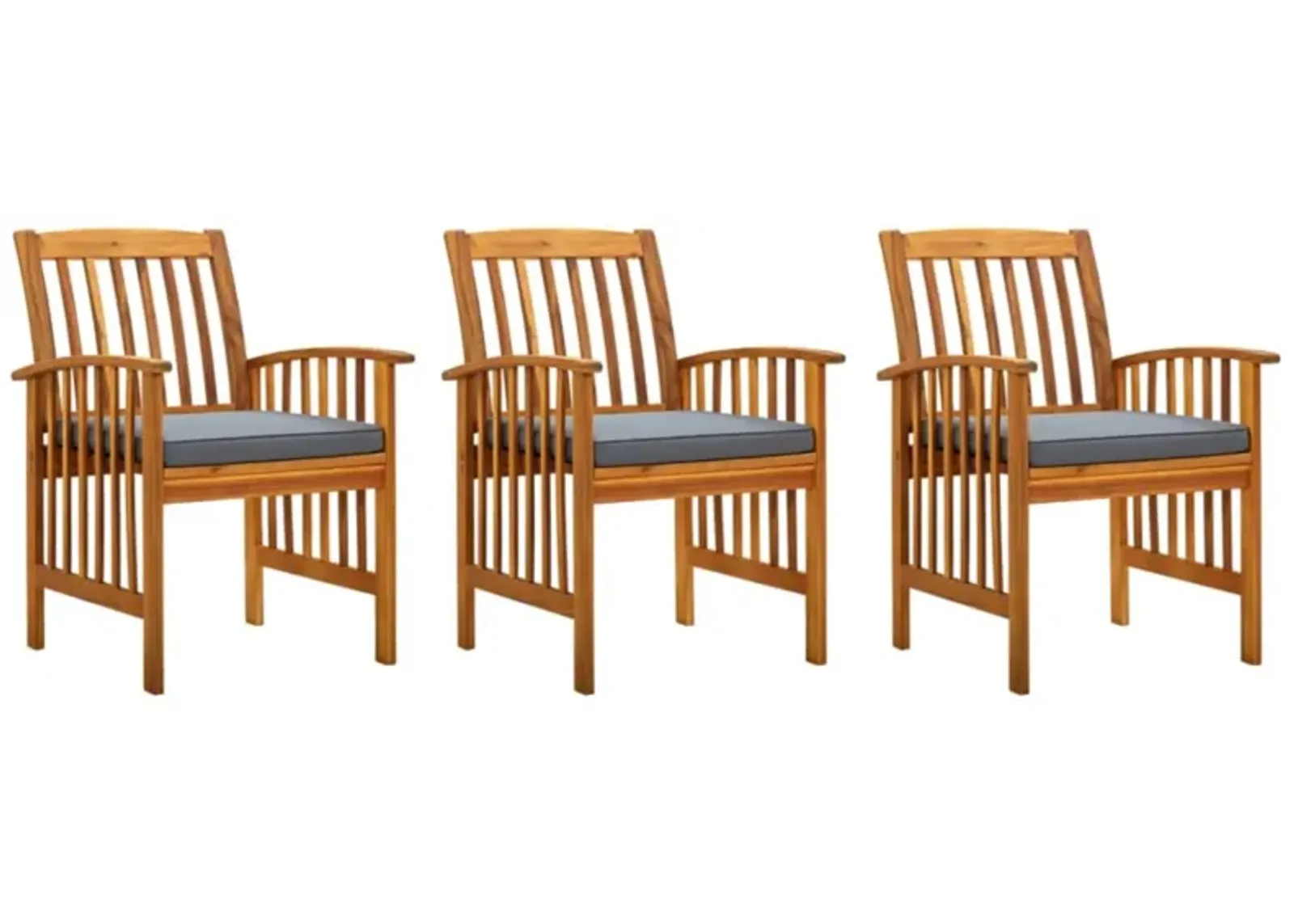 vidaXL Garden Dining Chairs 3 pcs with Cushions Solid Acacia Wood