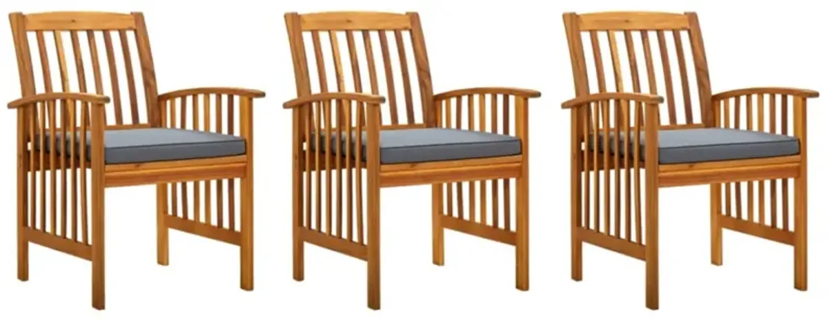 vidaXL Garden Dining Chairs 3 pcs with Cushions Solid Acacia Wood