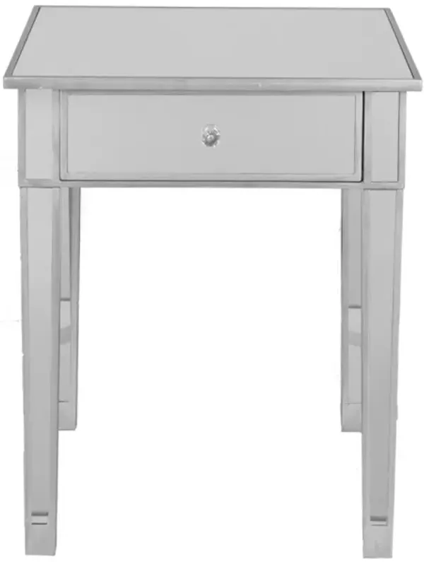 Hivvago 29" Silver And Reflective Glass Square Mirrored End Table