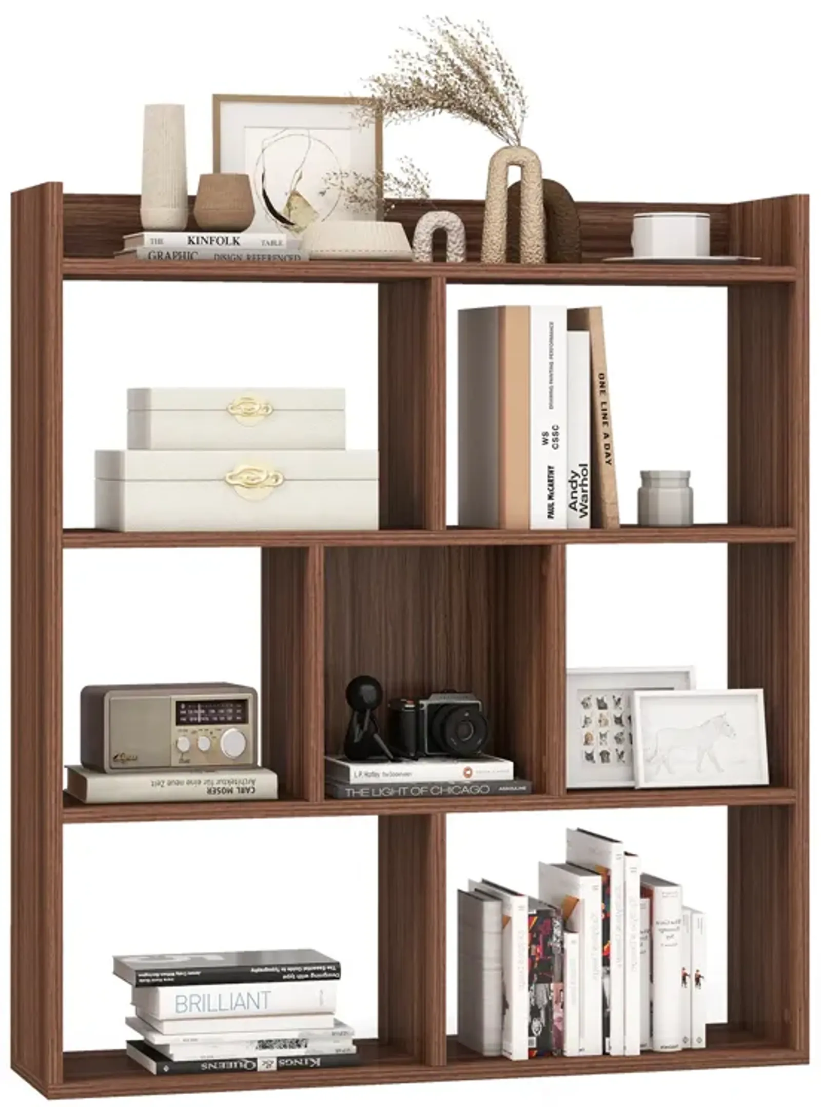 7 Cubes Open-back Bookshelf with Anti-Toppling Devices