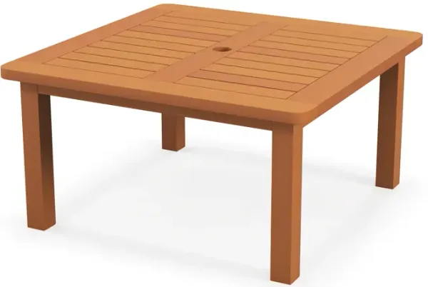 Patio Coffee Table with Umbrella Hole and Teak Oil Finish