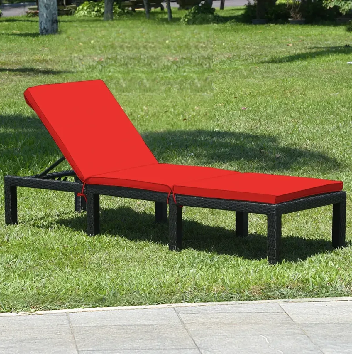 Patio Rattan Cushioned Height Adjustable Lounge Chair