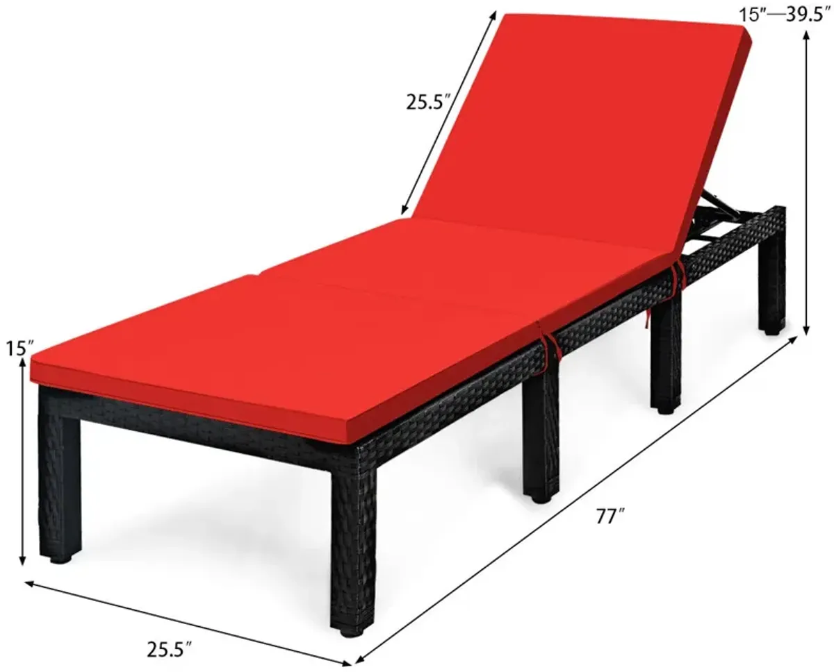 Patio Rattan Cushioned Height Adjustable Lounge Chair