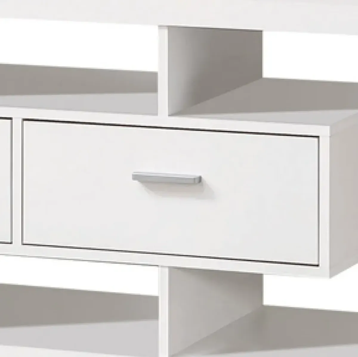 Spacious Modern Style TV Console, White-Benzara