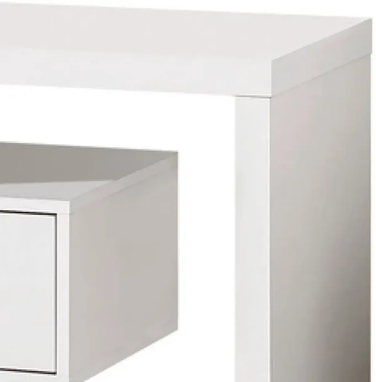 Spacious Modern Style TV Console, White-Benzara