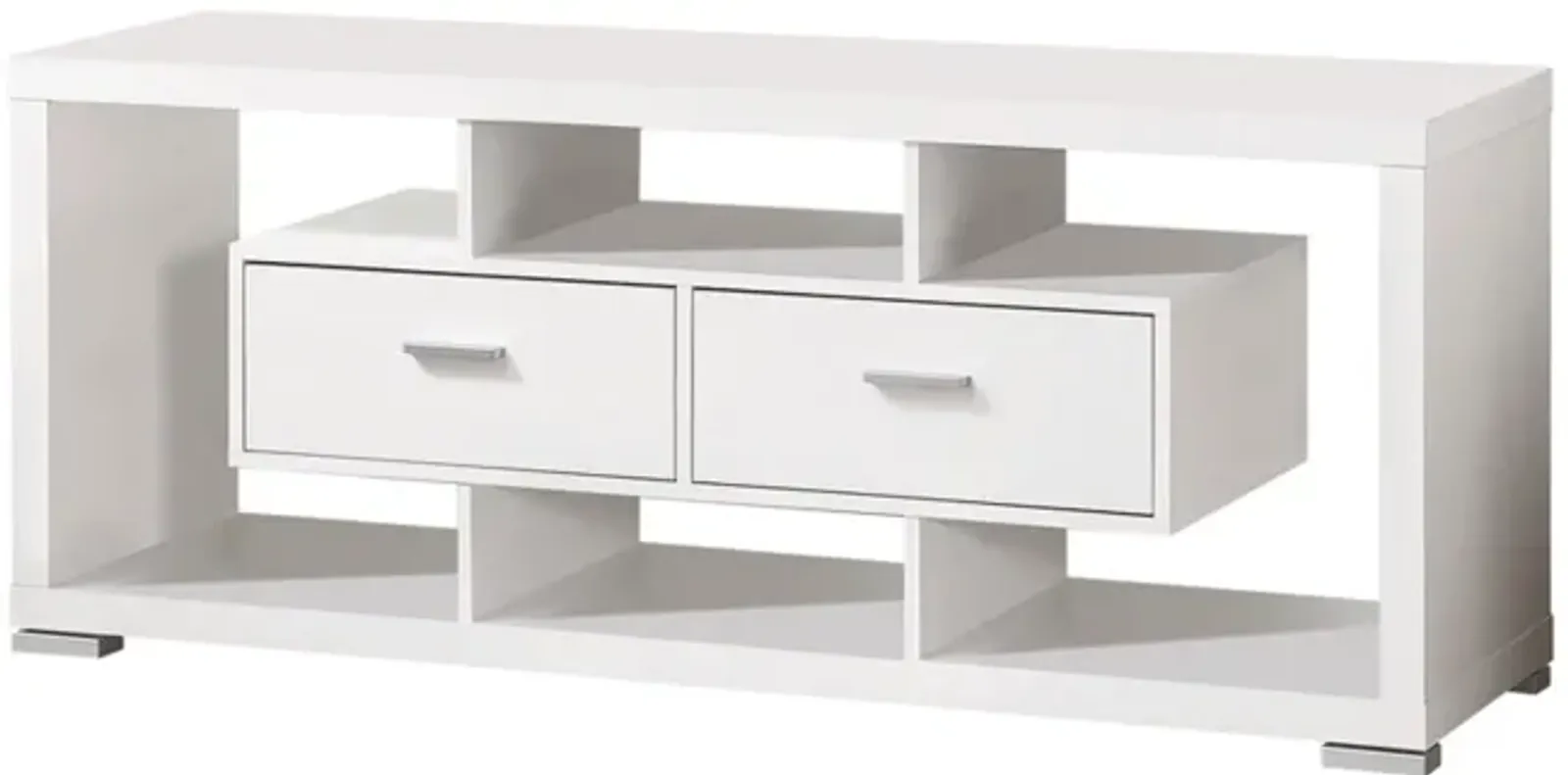 Spacious Modern Style TV Console, White-Benzara