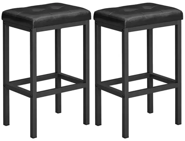 Hivvago Set of 2 Black Bar Stools with Cushion