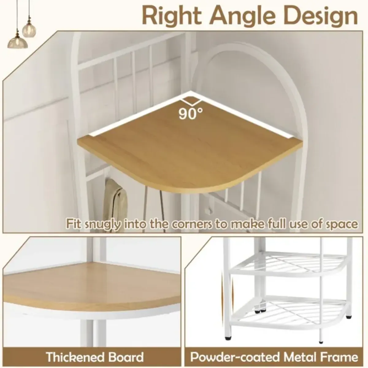 4-Tier Corner Hall Tree Coat Rack with Shoe Storage Bench for Compact Organization