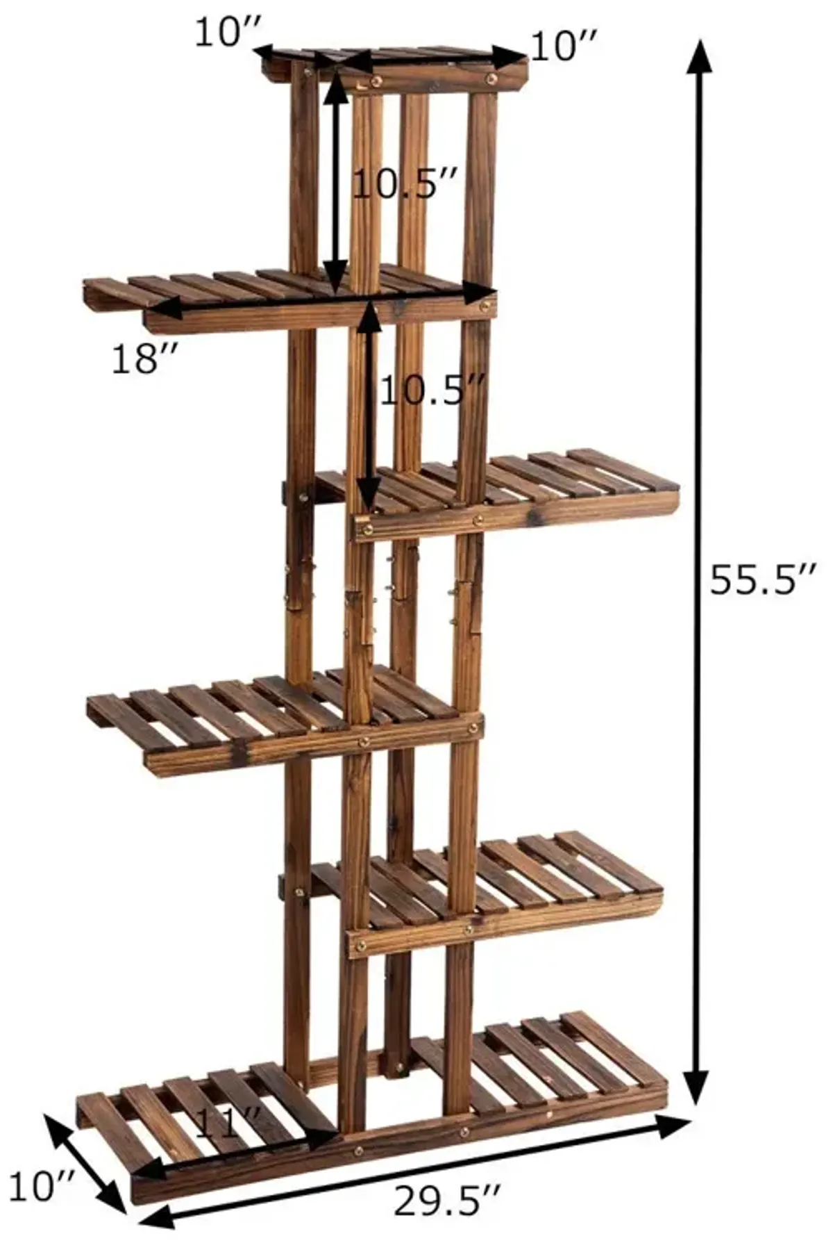 6 Tier Garden Wooden Shelf Storage Plant Rack Stand