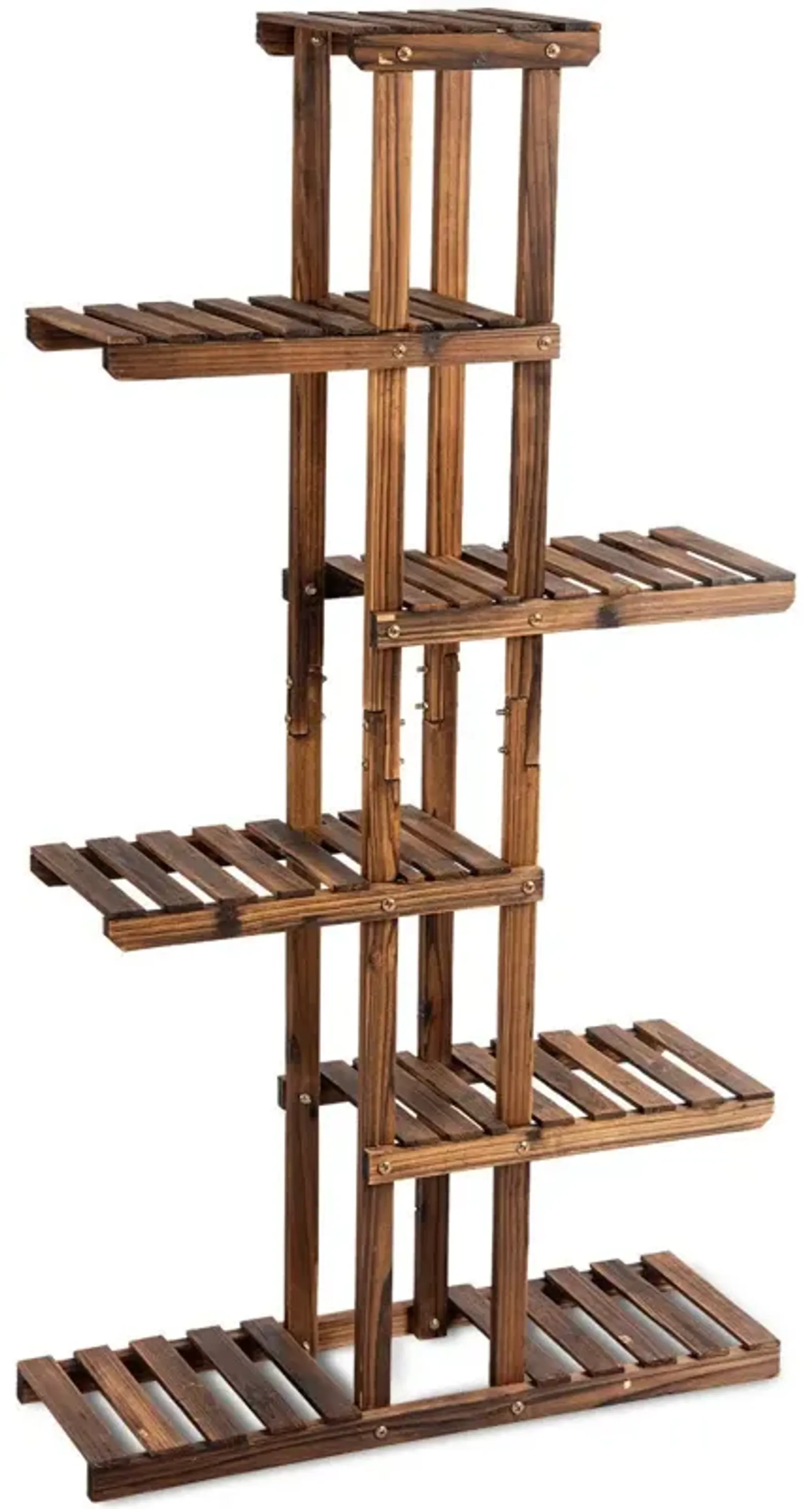 6 Tier Garden Wooden Shelf Storage Plant Rack Stand