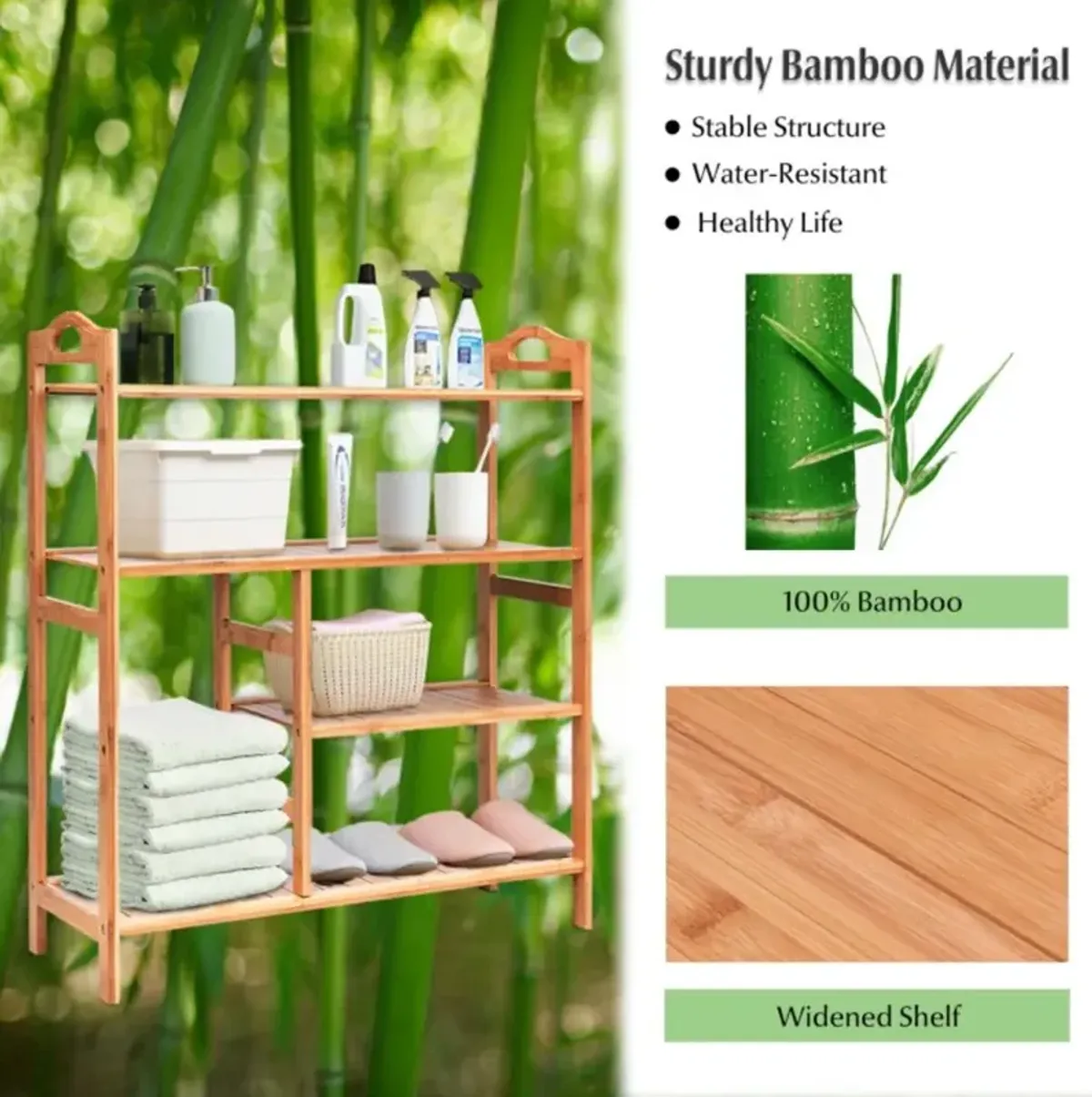 Hivvago 4 Tiers Multifunction Bamboo Storage Shoe Rack for Entryway Hallway