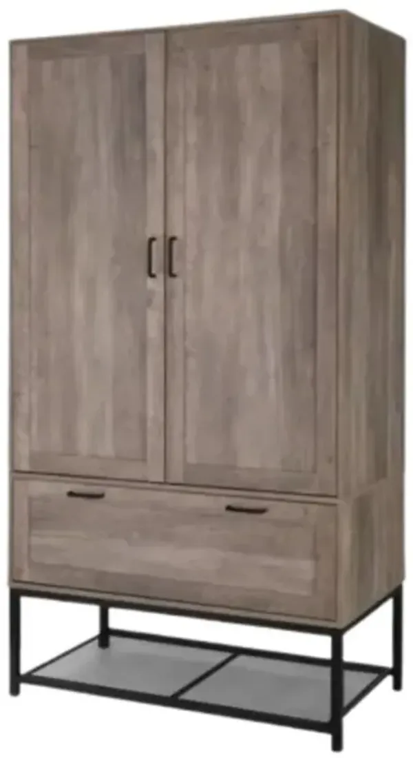 Hivvago Modern 2-Door Bedroom Wardrobe Cabinet Armoire Shoe Rack in Retro Grey Finish