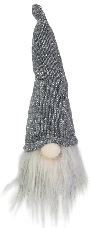 8" Lighted Metallic Gray Knit Gnome Head Christmas Ornament