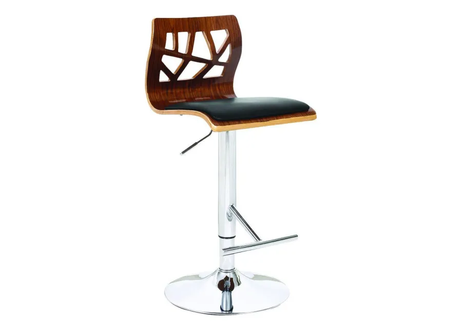 34-43, Inch Adjustable Height Barstool, Open Back, Wood, Black Faux Leather - Benzara