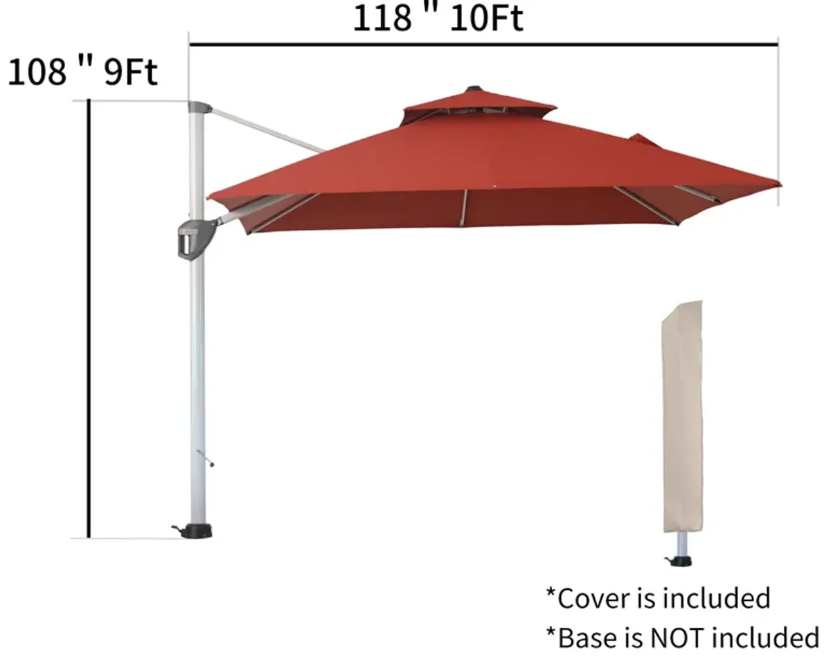 Mondawe 10 ft. Octagon Aluminum Cantilever Patio Umbrella 360� Rotation with Cover and Base Included