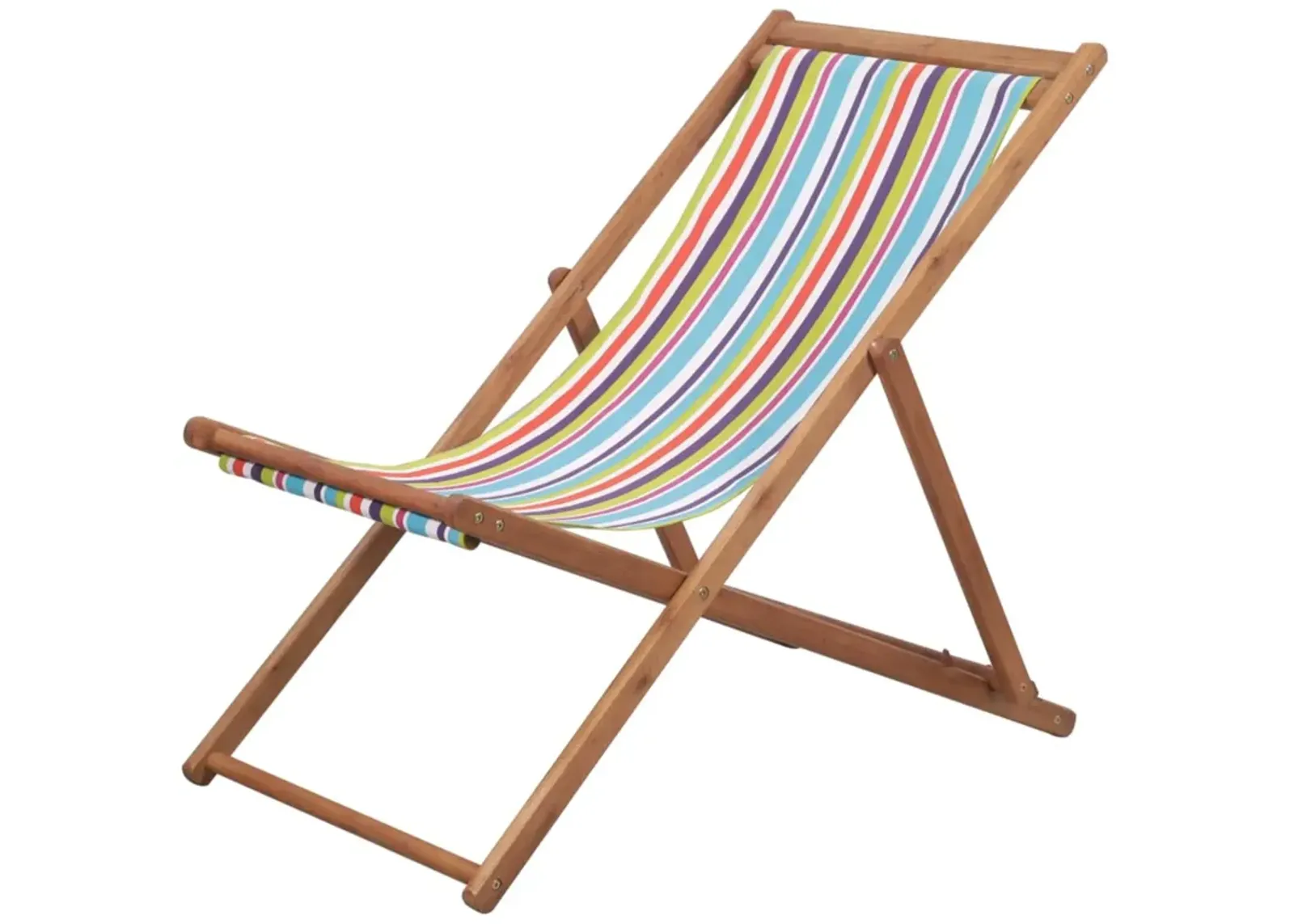 vidaXL Folding Beach Chair Fabric and Wooden Frame Multicolor