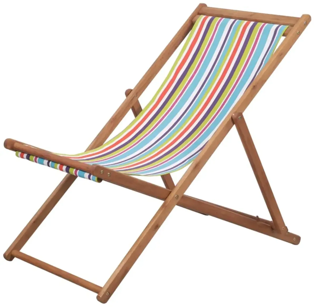 vidaXL Folding Beach Chair Fabric and Wooden Frame Multicolor