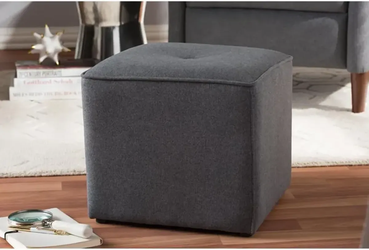 Corinne Modern and Contemporary Dark Grey Fabric Upholstered Ottoman