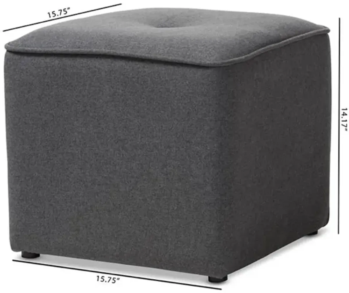 Corinne Modern and Contemporary Dark Grey Fabric Upholstered Ottoman