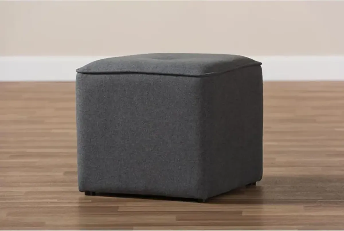 Corinne Modern and Contemporary Dark Grey Fabric Upholstered Ottoman