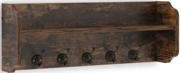 Utility Coat Rack Wall Shelf Organizer with Hooks