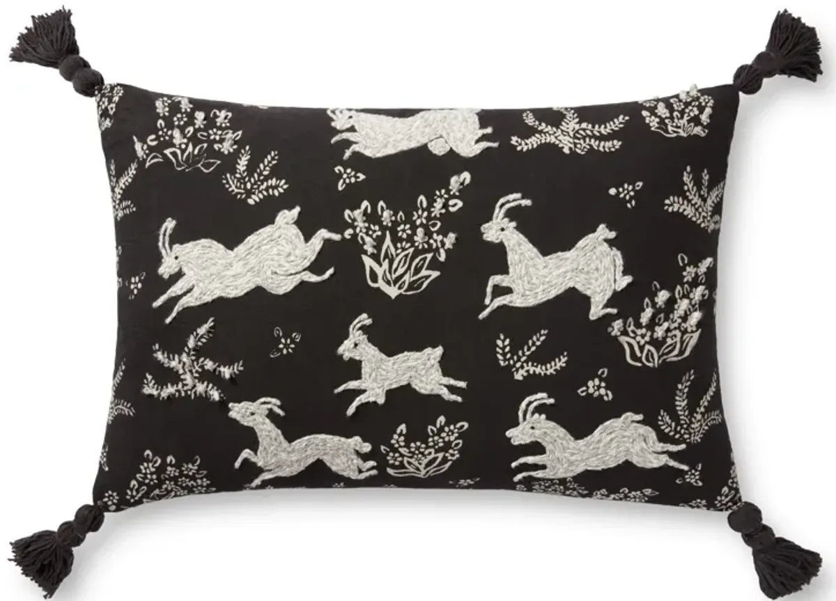 PLL0027 Black/Ivory 13"x21" Down Pillow