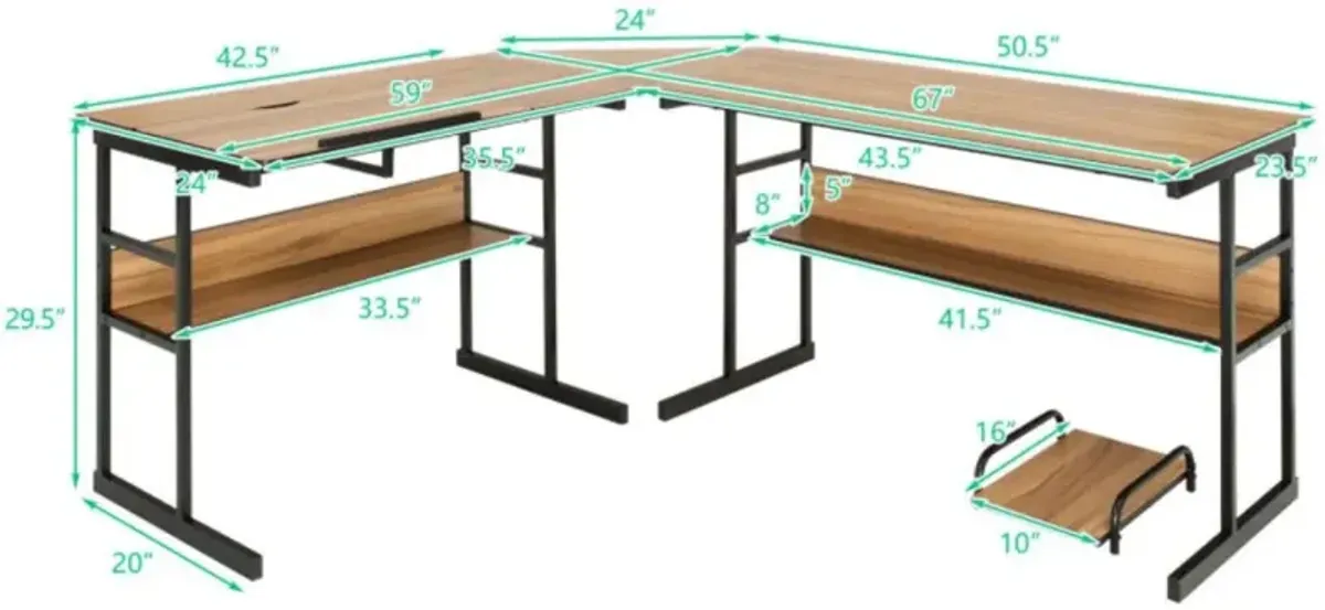 Hivvago L-Shaped Computer Desk with Tiltable Tabletop