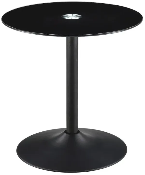 Ganso Round Metal End Table With Tempered Glass Top Black