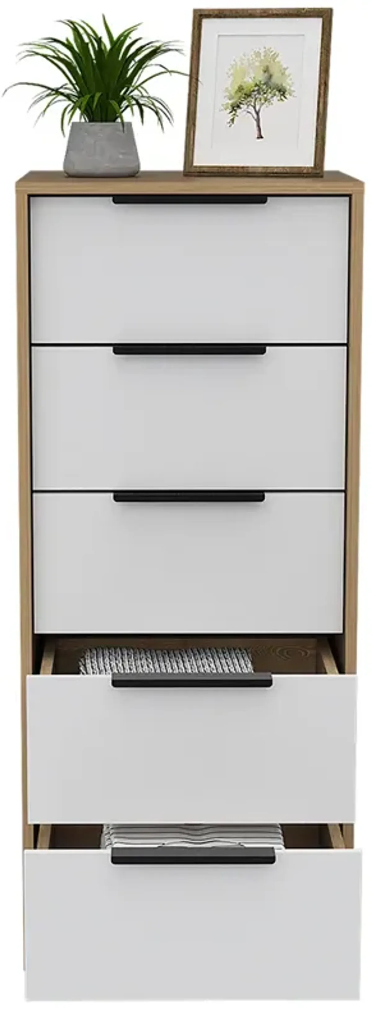 5 Drawers Dresser Maryland, Bedroom, White / Pine