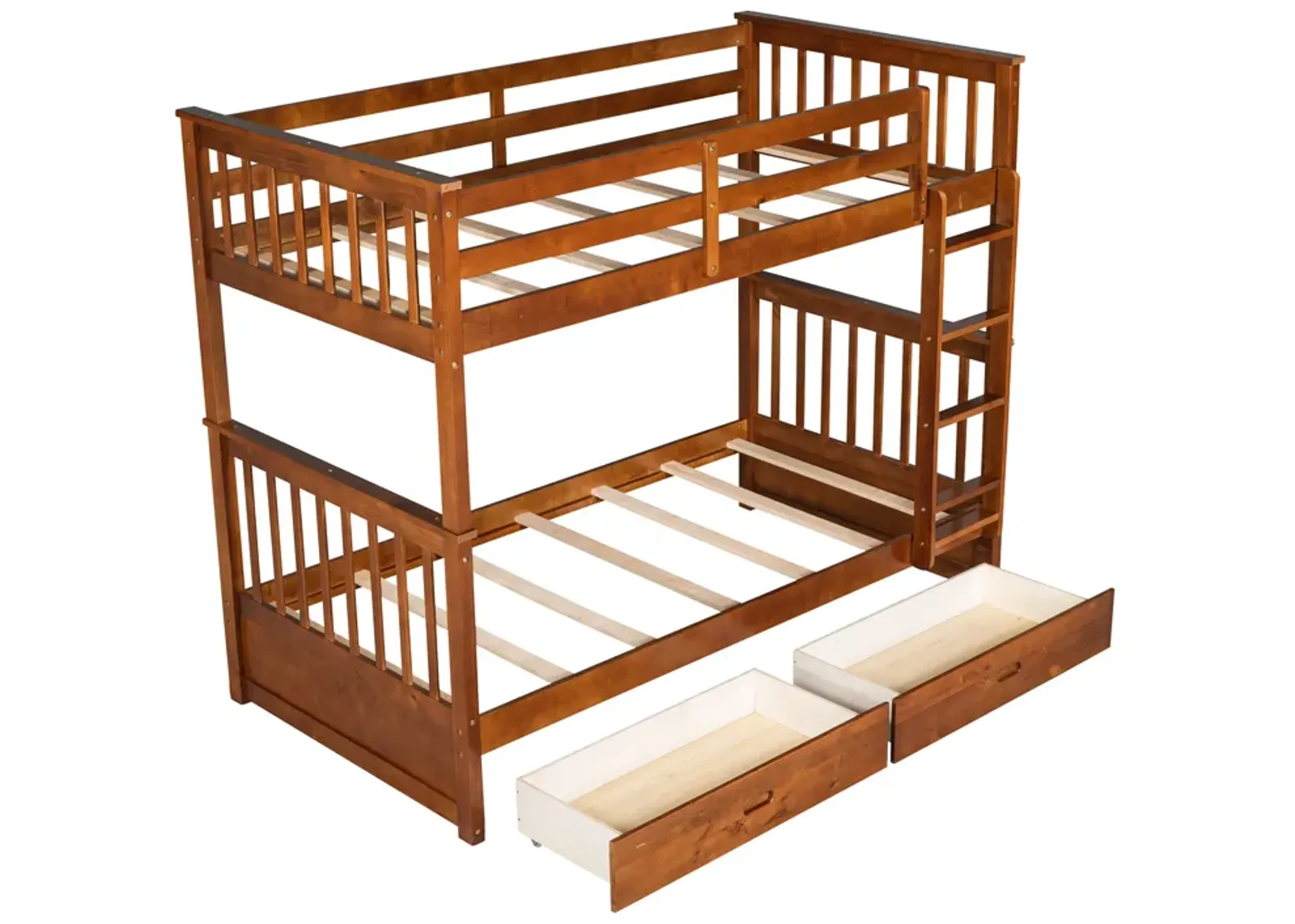 Twin-Over-Twin Bunk Bed With Ladders And Two Storage Drawers