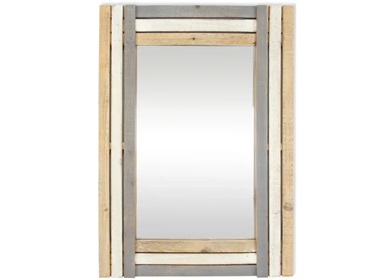 32" White and Gray Wooden Framed Rectangular Wall Mirror