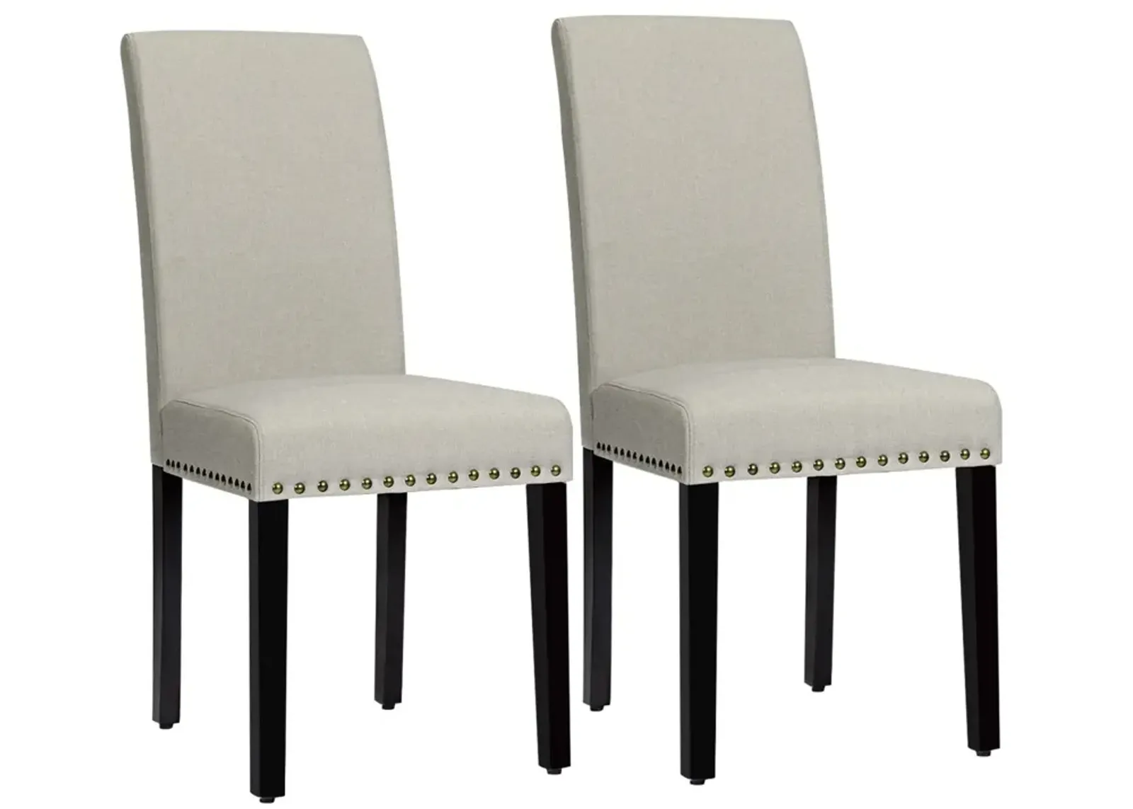 Set of 2 Fabric Upholstered Dining Chairs with Nailhead