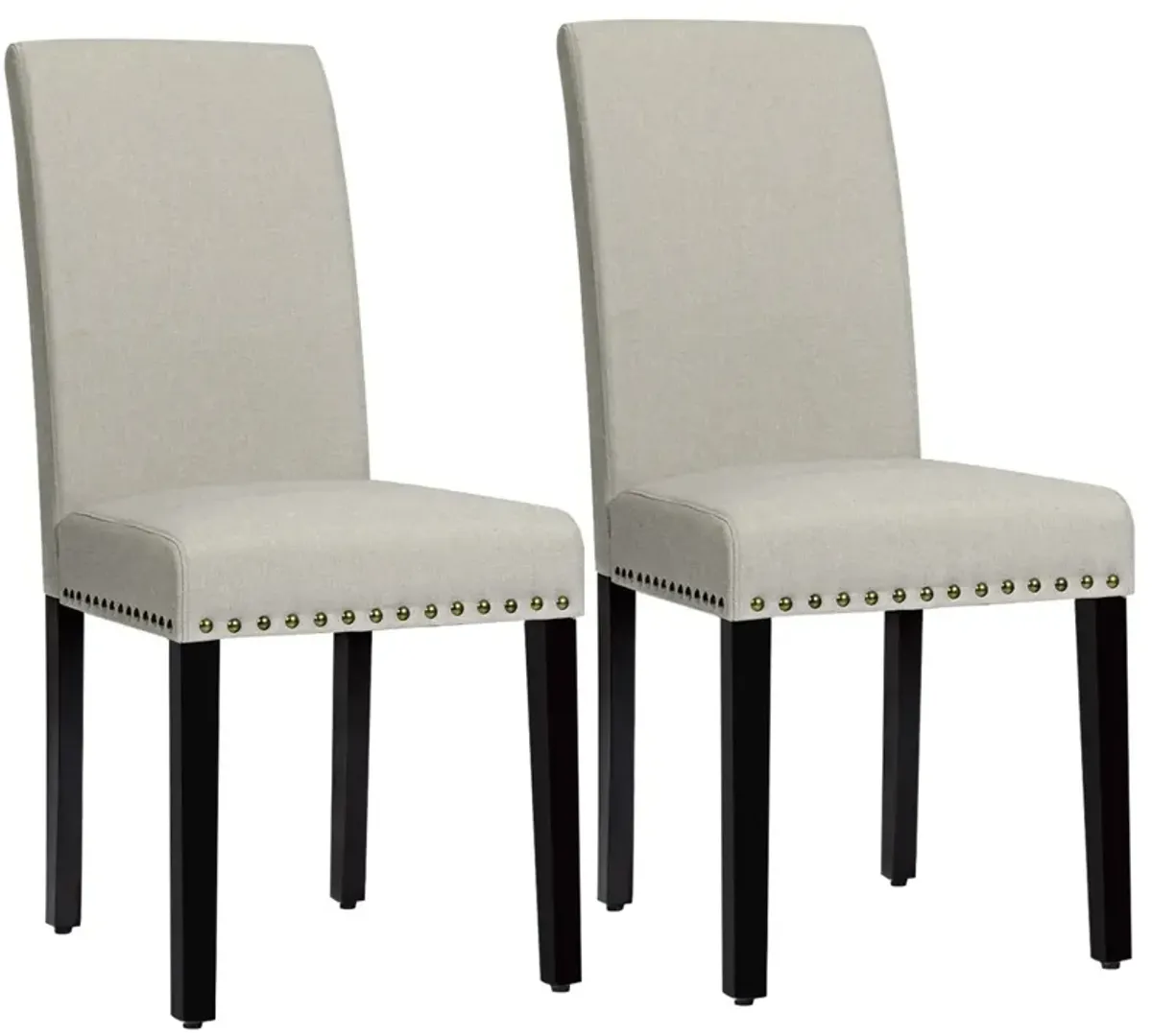 Set of 2 Fabric Upholstered Dining Chairs with Nailhead