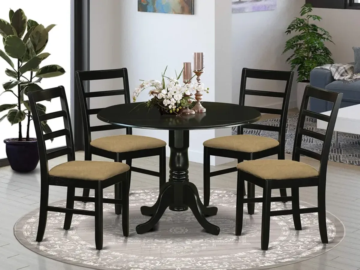 DLPF5-BLK-C 5 PcKitchen Table set - Small Kitchen Table and 4 Kitchen Dining Chairs