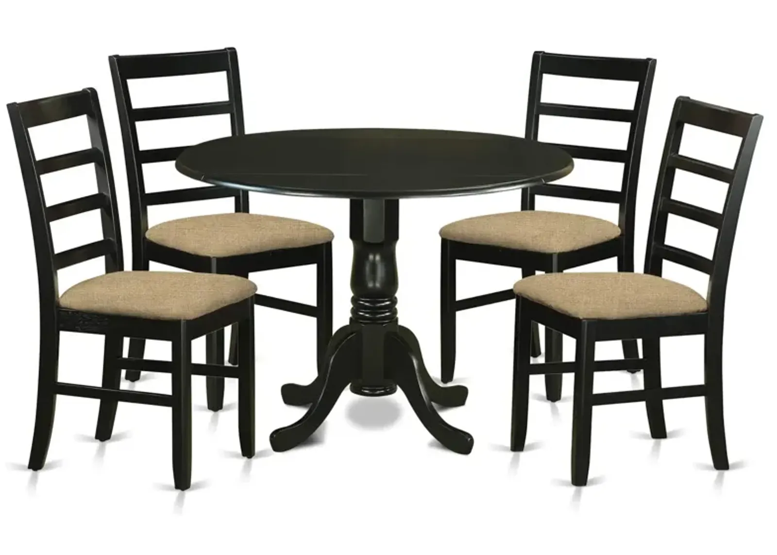 DLPF5-BLK-C 5 PcKitchen Table set - Small Kitchen Table and 4 Kitchen Dining Chairs