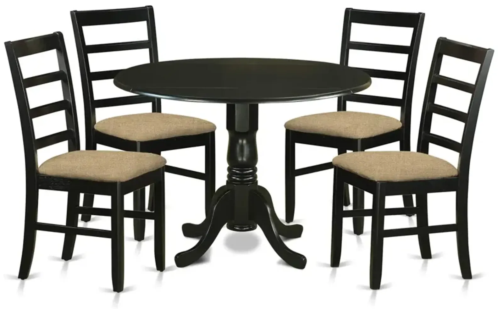 DLPF5-BLK-C 5 PcKitchen Table set - Small Kitchen Table and 4 Kitchen Dining Chairs