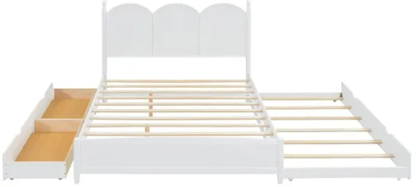 Whisen Queen Size Platform Bed with 2 Big Drawers and Trundle - Grey