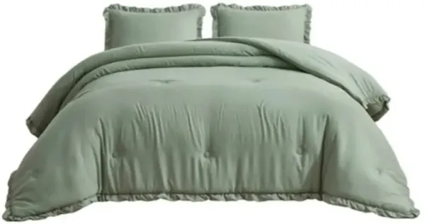Microfiber 3-Piece Comforter Set – Decorative Ruffled Edge Trim for Timeless Appeal
