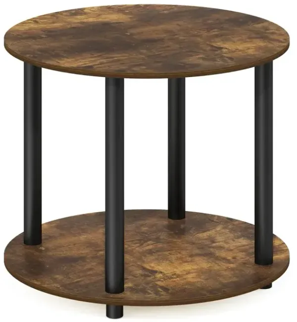 Furinno Turn-N-Tube Simple Design 2-Tier Round Wooden Coffee Table, Amber Pine