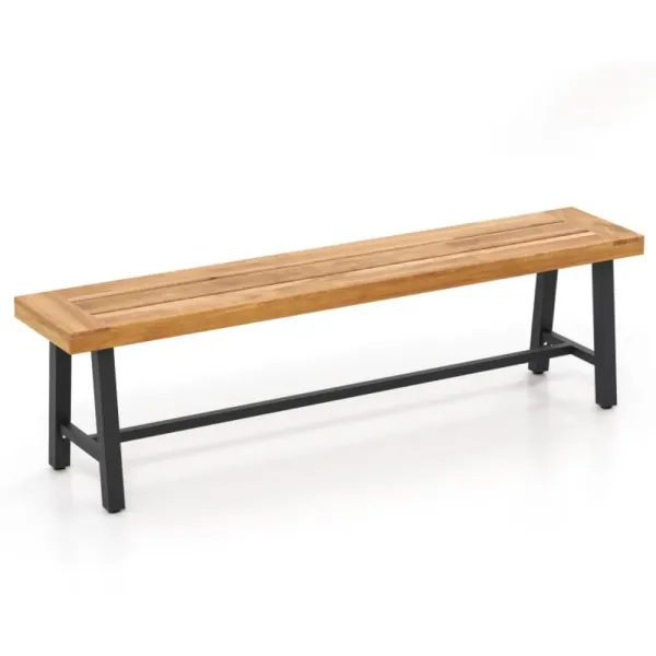 Hivvago 3-Person Acacia Patio Wood Outdoor Backless Bench