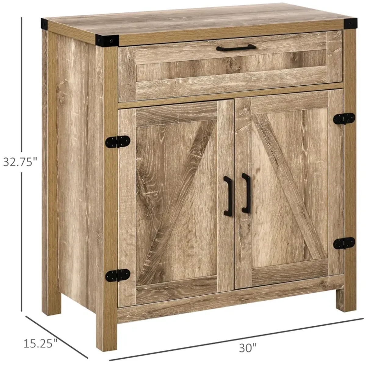 Oak Kitchen Storage: Wooden Farmhouse Sideboard with Drawer