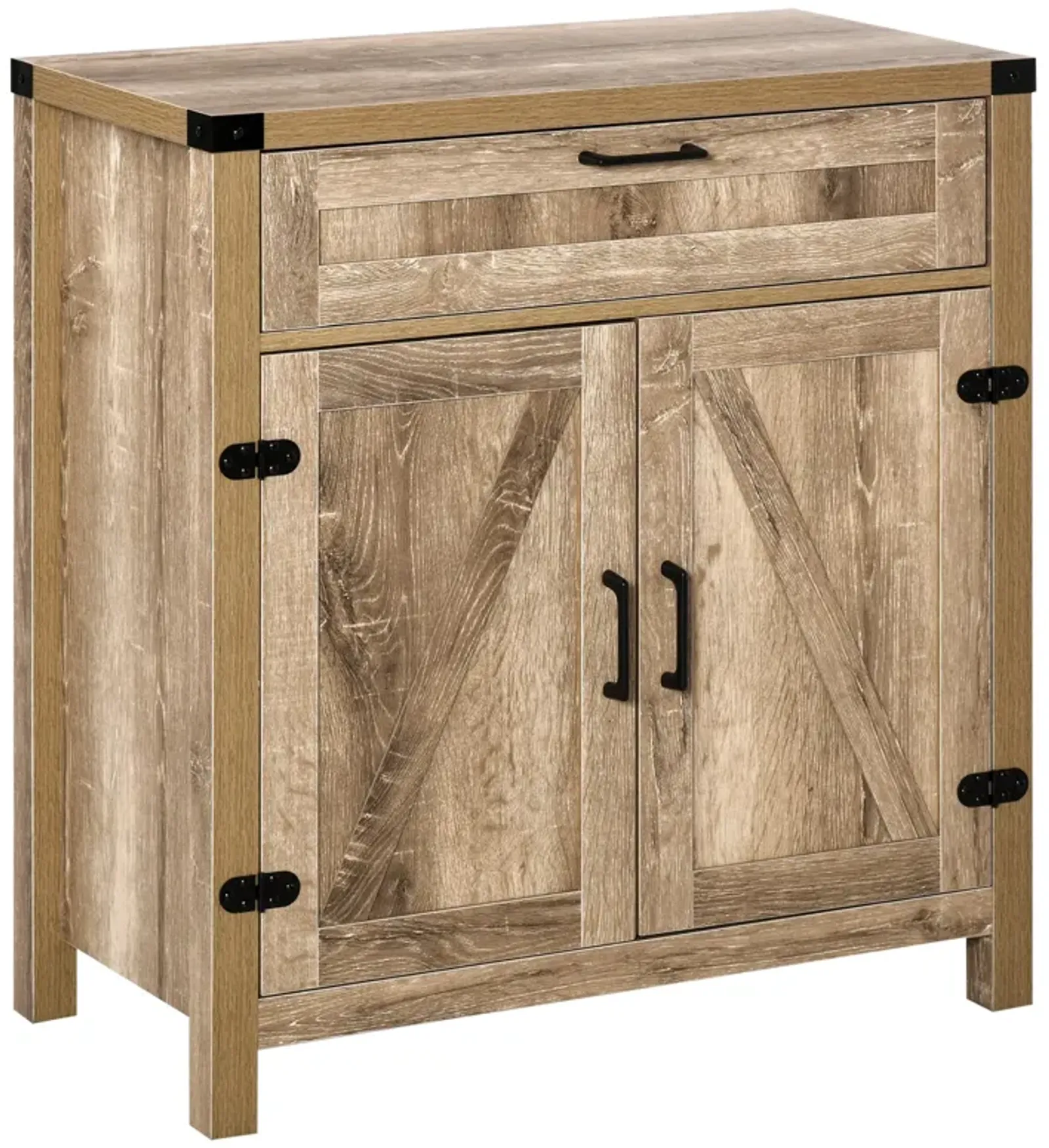 Oak Kitchen Storage: Wooden Farmhouse Sideboard with Drawer