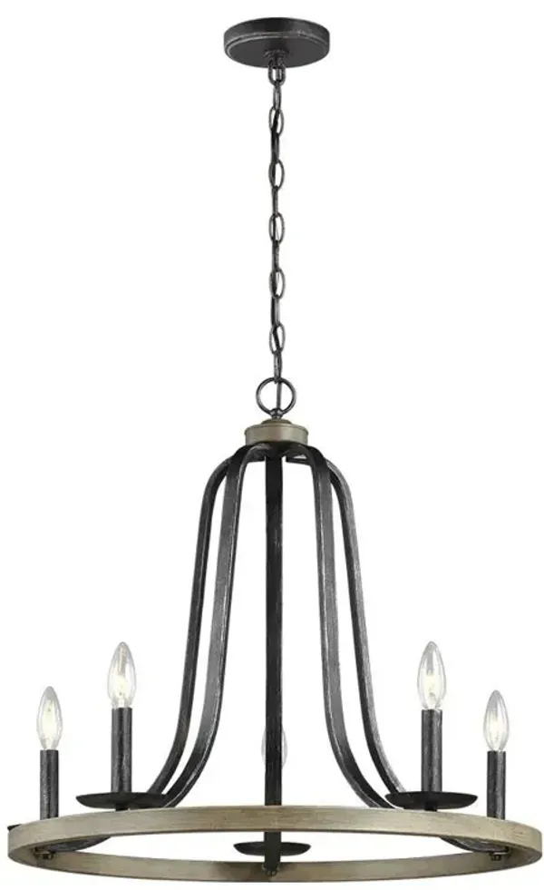 Rustic 5 Light Dimmable Farm Home Circle Metal Chandelier