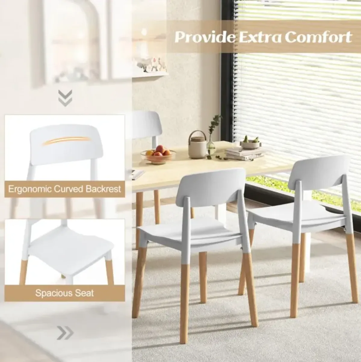 Hivvago Modern Dining Side Chairs Set of 4 with Ergonomic Backrest for Dining Room